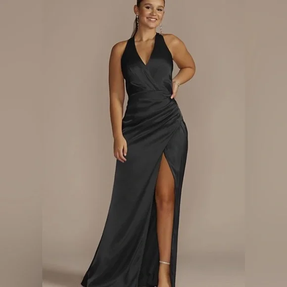Charmeuse Halter Bridesmaid Dress